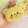 Llavero de peluche con forma de oso amarillo leche, con forma de círculo grande, ideal como regalo para novias.