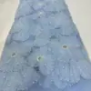 Tela de malla bordada con flor 3D y tela bordada con cuentas y perlas para vestidos de novia, vestidos de gala, vestidos, multicolor en stock