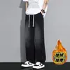 Jeans Holgados Rectos para Hombre con Forro de Felpa y Engrosamiento para Invierno, Estilo Americano, Primavera y Otoño, Pantalones Largos Casuales Elásticos de Cintura Ancha para Hombre