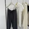 Pantalones Casuales de Hielo para Mujer, Sensación Fresca, Para el Uso Diario, Cintura Ajustada, Cordón Elástico, Caída Suelta, Adelgazantes, Pantalones de Pierna Recta Ancha