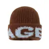 Gorro de Lana Personalizable para Adelgazar la Cara Otoño/Invierno Creativo Nuevo Gorro de Punto Jacquard con Letras Gorro Holgado para Cubrir la Cabeza