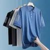 Camisa Polo de Verano Delgada para Hombre Camiseta Transpirable de Seda Helada de Manga Corta para Hombre Camiseta Casual Suelta de Media Manga de la Suerte para Hombre