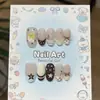 Un juego de uñas postizas cortas retro [Marrón Cacao con Leche] azul amarillo estrella juguetona lunares raya