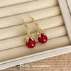 Pendientes sencillos retro de perla roja de Ankora, diseño de nicho, ligeros, lujosos, elegantes, a la moda, exquisitos y versátiles.