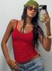 Ropa de Mujer Transfronteriza Europea y Americana 2025 Verano Nueva Moda Cuello en V Básico Color Puro Slim Tirantes Chaleco Sin Espalda