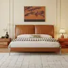 Cama de cuero para dormitorio principal estilo Bauhaus usada, cama doble para dormitorio secundario, cama de boda de lujo retro tapizada de lujo ligero italiano