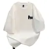 Novedad de Verano, Tops Holgados de Algodón Puro Pesado 240g de Manga Corta para Hombres y Mujeres, Estampado Sencillo, Cómodos de Cuello Redondo y Media Manga