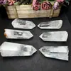Cristal natural blanco de frontera piedra en bruto corte prisma hexagonal punta única base sin pulir desmagnetizante adorno de cristal de energía
