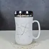 Taza de Cerámica con Tapa Cuchara Taza de Agua de Dibujos Animados Taza para el Hogar Taza de Pareja Hombre y Mujer Taza para Té de Oficina Regalo para Niña