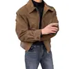 Chaqueta de gamuza para hombre para comercio exterior, chaqueta bomber de estilo coreano de moda con cuello de solapa para primavera y otoño, top versátil para hombre