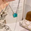 Collar de Diamante de Color Octogonal Cortado en Rosa de 2 Quilates Brillante, Sencillo y Versátil, Cadena Elegante y Exquisita para la Clavícula