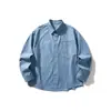 Yidao Vintage Otoño 2026 Nuevas Llegadas Camisa de Manga Larga de Color Sólido con Bolsillo de Parche para Hombre Estilo Retro Japonés Holgada para el Trabajo