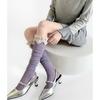 Calcetines Altos Hasta la Rodilla de Encaje Retro Japonés Calado con Cuadros de Diamantes para Mujer, Calcetines Finos de Verano Jk para Piernas Hermosas, Apilados en la Pantorrilla