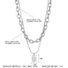 Ins Hip-Hop Genial Moderno Letra Cuadrado Marca Cadena de Suéter Celebridad Cibernética Cadena de Doble Capa Collar de Pareja para Hombres y Mujeres Cadena Fría para el Cuello