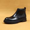 Botas Chelsea de invierno para hombre, botas cortas de cuero con suela gruesa y amortiguación, botas informales de cuero británico para negocios.