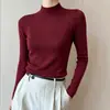 Camiseta fina de punto fino con cuello semi-alto para mujer, nuevo top interior de otoño e invierno, suéter de color liso ajustado, transfronterizo