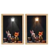 Marco de Fotos 2D de Anime de Conejo y Zorro Regalo para Dormitorio Escritorio Luz de Noche para Novio/Novia Pintura Iluminada