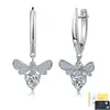 Set de Plata S925 Moissanita Abeja Corazón Cruz Popular Transfronterizo Pendientes y Collares Joyería de Animales Europea y Americana Fuente de Suministro para Transmisión en Vivo
