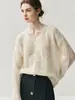 Cardigan de Punto Herbalife 75% Cachemir 25% Seda de Morera para Mujer, Cuello en V, Corte Abierto, Suéter Delgado Holgado