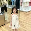 Vestido de suspensório infantil para meninas com alças de bolinhas coloridas tridimensionais e estampa de animal em desenho animado, vestido de verão respirável para meninas pequenas