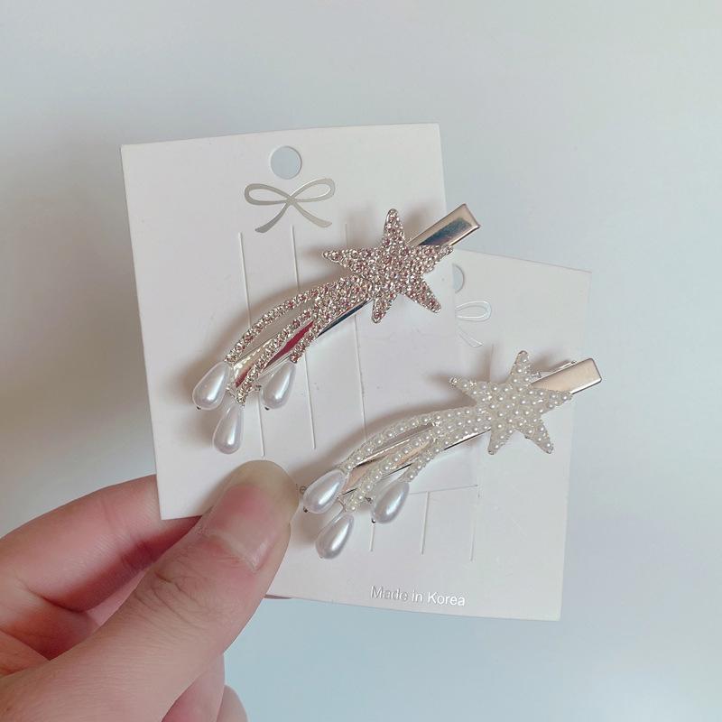 流苏星银2只：水钻+珍珠