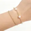 Pulseiras e tornozeleiras de corrente multicamadas para mulheres, estilo hip-hop, corrente grossa com contas redondas, conjunto de pulseira e tornozeleira transfronteiriça europeia e americana, atacado