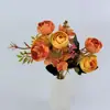 Venda Direta Transfronteiriça Estilo Europeu 5 Pétalas Broto de Chá de Outono Pequeno Ramo Flores Artificiais Hotel Acomodação Residencial Ornamentos Decoração de Casamento Flores Artificiais