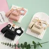 Colgante de Almacenamiento para Bolso Pequeño Estilo Coreano con Espejo Bolsa para Auriculares Llavero Colgante Bolso Mini de Piel Sintética Llavero