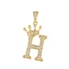 Corona de Zirconia Incrustada en Cobre Chapado en Oro Real 26 Letras Inglesas Colgante de Diamante Completo Accesorios Hechos a Mano DIY Collar Pulsera con