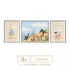 Pintura decorativa moderna y sencilla con diseño de paisaje para sala de estar, fondo de sofá nórdico, mural de pared con textura, pequeña pintura colgante triple fresca