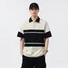 Camisa polo de manga corta estilo retro americano para hombre, nuevo modelo verano 2026, top elástico con bloques de color, corte holgado, camiseta para hombre