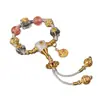 Conector de Três Vias de Ágata Branca Eixo Universal de Vidro Conjunto de Cobre Banhado a Ouro Peças de Acessórios DIY para Pulseira Bodhi