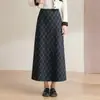 Falda de lana a cuadros retro para mujer, nuevo estilo otoño e invierno 2026, de cintura alta, adelgazante, elegante, adecuada para ir al trabajo, falda recta de línea A, moderna
