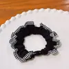 Anillo para el Cabello de Encaje a Cuadros Vintage Intestino Delgado Cuerda para Cola de Caballo Celebridad de Internet Elegante Bola de Cuerda para el Cabello Banda de Goma Sin Daño Cubierta de Cuero