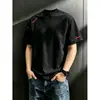 Camiseta de alta calle americana 2026 con hombro derecho deconstruido para niños, de manga corta pesada deportiva de moda, media manga