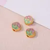 Cuentas Espaciadoras de Flor de Loto Caqui con Goteo de Aceite Chapadas en Oro Antiguo para Pulsera Collar Hecho a Mano Joyería Colgante Cuentas Sueltas Accesorios
