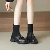 Botas de plataforma de moda con estampado de camelia, botas ajustadas para mujer, nueva colección otoño/invierno 2026, elegantes y modernas, botas marrones, botines, botines tipo calcetín