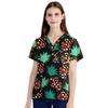 Ropa de lavado a mano con cuello en V y pequeñas flores para confinamiento, ropa de mujer, traje dividido, ropa de trabajo para hombres y mujeres, ropa de trabajo de manga corta