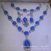 Colgante de calcedonia blanca hielo bañado en plata, collar de clavícula de lujo, pulsera de jade para mujer con ágata en polvo suave.