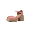 Sandalias Retro de Cuero Genuino para Mujer, Punta Cerrada, 7.5cm, Nuevo Estilo de Verano con Tacones Gruesos, Suelas Gruesas, Diseño Hueco, Tira Única Romana de Tacón Alto