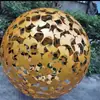 Escultura de Bola Oca Luminosa de Aço Inoxidável Globo de Metal Fonte de Água para Praça Externa Ornamento de Paisagem de Jardim