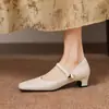 Zapatos Mary Jane de Punta Cuadrada con Tacón Grueso de 3.5cm, Nuevo Estilo para Mujer con una Sola Correa, Tallas 33-43, Tallas Grandes para Ventas Transfronterizas