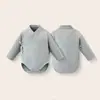 Enterizo de Bebé Verano Color Sólido Lindo Transpirable Algodón de Alta Elasticidad de Manga Larga para Niños