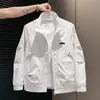 Nueva chaqueta casual deportiva de otoño para hombre, transpirable, para exteriores, color liso, cuello alto, corte regular, venta al por mayor para exportación transfronteriza