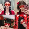 Gafas de Sol Divertidas de la Fortuna para Año Nuevo 2026 Moda de Celebridad de Internet Personalidad Elegante Gafas con Tapa Superior Accesorios para Fotos Gafas Decorativas