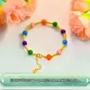 Pulseira de Prata Pura 999 Esmaltada Colorida Bambu Feijão Arco-Íris Luxo Acessível Pulseira de Alta Qualidade Presente para Namorada