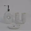 Garrafa Redonda Criativa para Loção, Porta-Escova de Dentes Especial, Saboneteira, Espelho de Penteadeira Decorativo Exquisito, Conjunto de Cerâmica Torneada em Forno para Banheiro com Três Peças