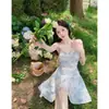 Falda Halter Floral Estilo Suave Verano 2022 Nueva Super Hada Estilo Mori Primer Amor Cintura Ceñida Adelgazante Falda Pequeña de Línea A