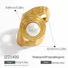 Anel de Aço Inoxidável Transfronteiriço Ouro 18K Simples com Pérola Embutida Anel para Dedo Indicador Estilo Ins Moda Personalizada Joia para Mão Anel