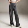 Pantalones de Fitness Rectos de Cintura Alta para Mujer con Bolsillo de Almacenamiento en la Cintura Trasera Pantalones de Yoga de Pierna Ancha con Caída Cubren las Caderas Pantalones Casual Adelgazantes